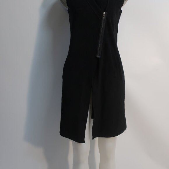 NWT Womens 209 wst 38 New York Black Faux Suede Long Semi Zip Vest/Dress XS - Picture 4 of 8
